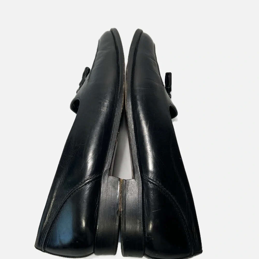 Vito Rufolo Black Loafers Italian Leather Tassled Slip On Mens size 11.5